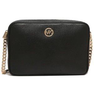 MICHAEL KORS FULTON PEBBLED LEATHER CROSSBODY BAG BLACK